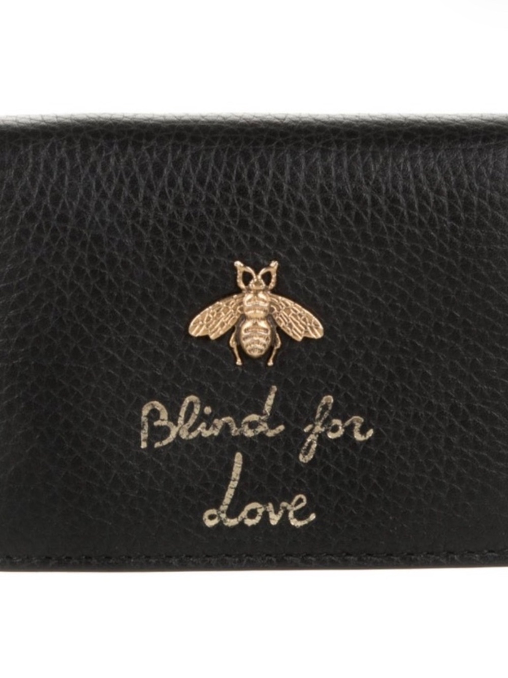 Gucci Animalier Blind For Love Bee Black Leather Bifold Wallet – Full Set.